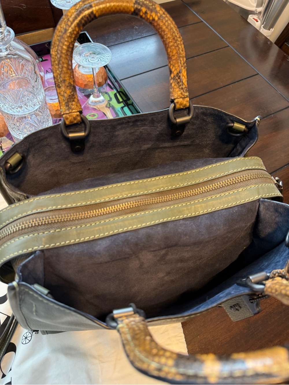 COACH Olive Green Rogue 36 w/ Genuine Python Handles - Picture 16 of 16